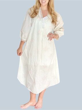 NWT Gilligan O’Malley Vintage 1980s Full Length Nightgown Lace Victorian Cotton